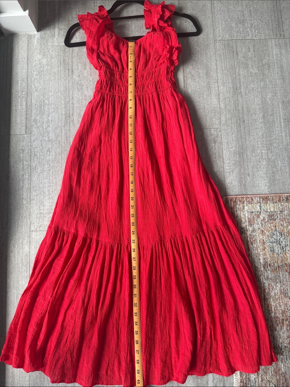 Abercrombie & Fitch Red crinkle maxi sundress dress XXSP | elevated chic - Picture 4 of 4